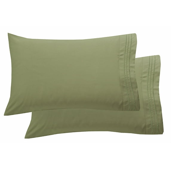1800 Preimer Hotel Collection Egyptian Quality Super Soft Wrinkle Free 2-Piece Pillowcases- King Size-Sage/Green