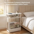 thumbnail image 4 of End Table for Narrow Space, 3 Tier Narrow Side Tables Modern Sofa Table with Storage Shelf, Bedside Table Slim Nightstand with Magazine Rack Living Room Home Office,White, 4 of 11
