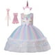 thumbnail image 1 of Vestido de princesa arcoíris Pastel para niñas pequeñas, vestido de fiesta de cumpleaños de noche de boda, disfraz de Cosplay de unicornio para niños Fivean unisex, 1 of 2