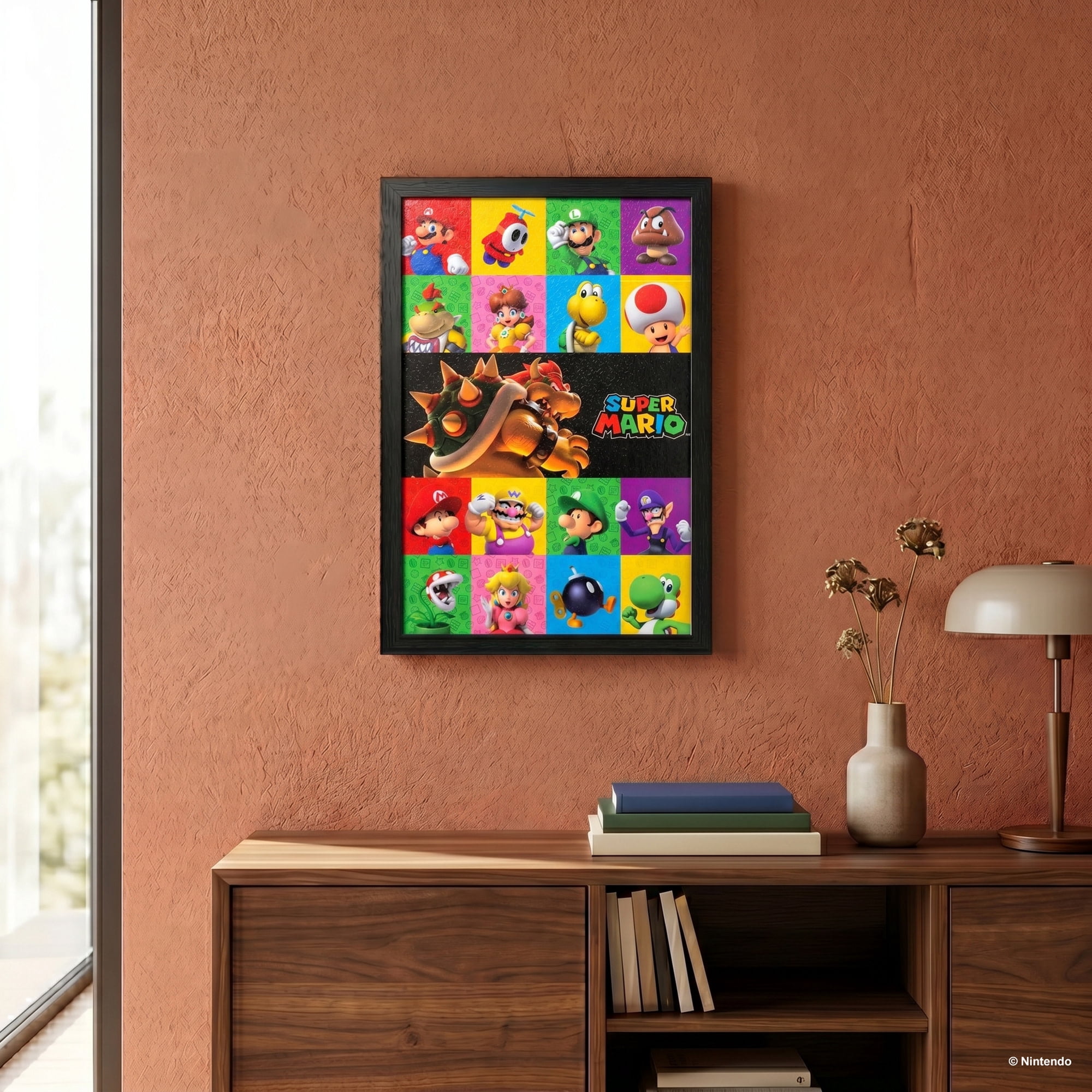 Pyramid America: Super Mario: 3D Friends & Foes - 11x17 Framed Gel Coated Poster - Video Game Artwork, Licensed Nintendo Wall Decor, Collectible Print