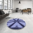 thumbnail image 4 of Ahgly Company Machine Washable Indoor Round Transitional Blue Area Rugs, 6' Round, 4 of 7