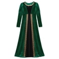 thumbnail image 5 of TiaoBug Kids Girls Renaissance Queen Velvet Vintage Maxi Dress Halloween Medieval Princess Fancy Dress Up Green 8, 5 of 7