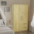 thumbnail image 2 of 70.87" High Wardrobe & Kitchen Cabinet, Freestanding Storage Cabinet with 2 Doors, 3 Adjustable Shelves and 2 Drawers, Modern Wooden Wardrobe Armoire Closet for Bedroom Living Room, Oak, 2 of 7
