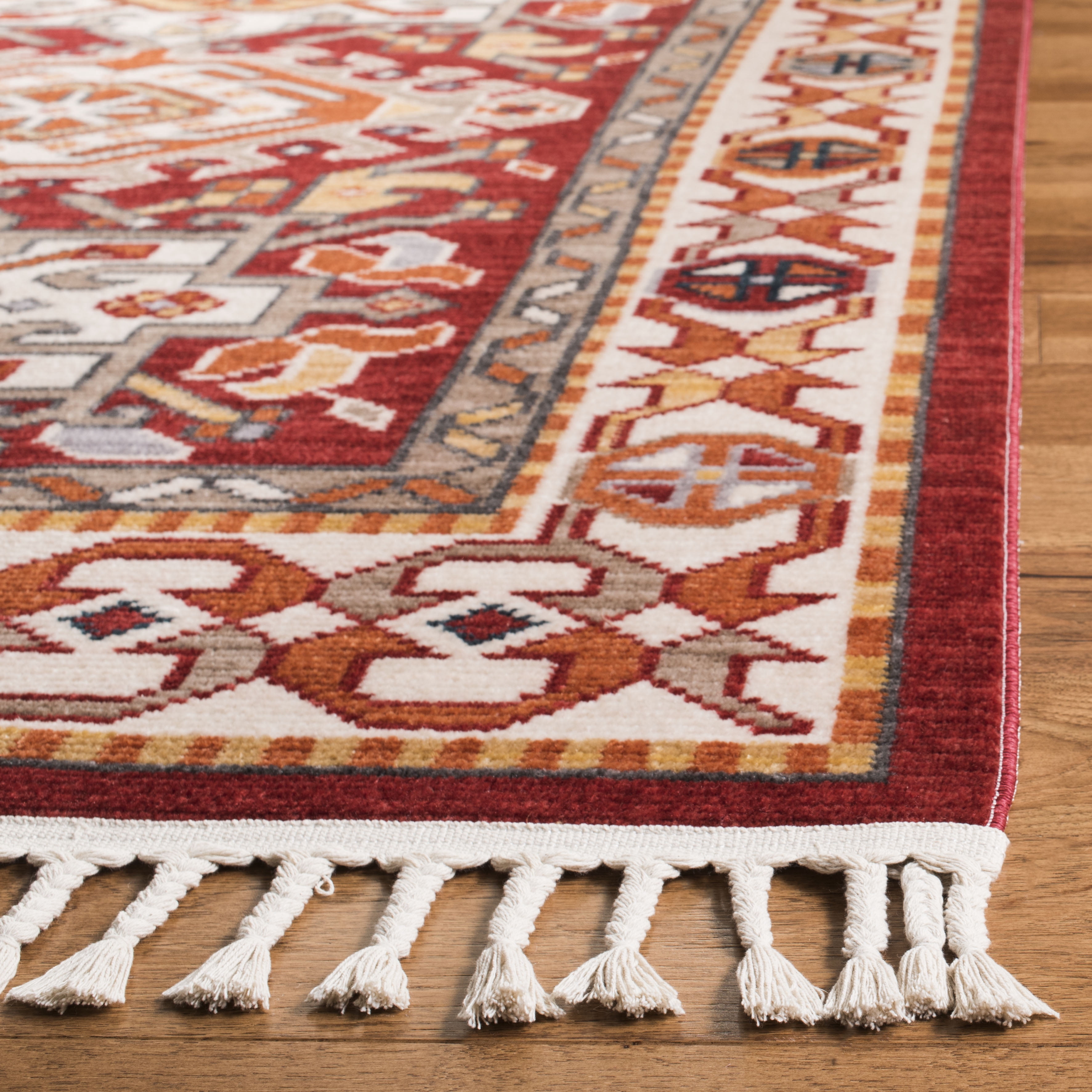Safavieh Farmhouse Domhnall Southwestern Runner Rug, Ivory/Red, 2'1" x 8'