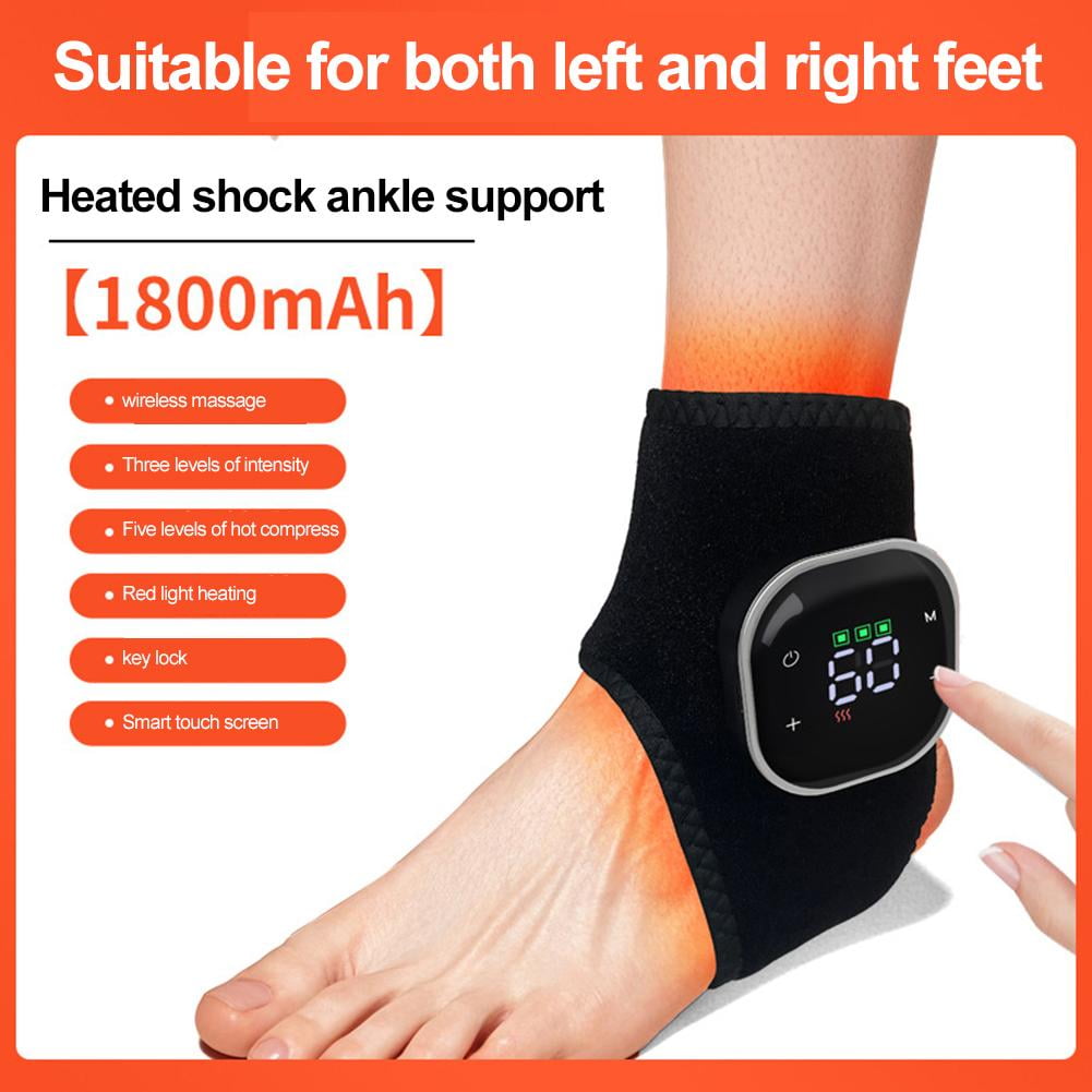 1-Pack Cordless Ankle Massager with Heat, Portable Foot Ankle Heated Wrap with 3 Speeds & 5 Temperatures for Home Travel, Perfect Gift
