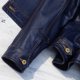 thumbnail image 5 of Chaqueta de cuero de vaca genuino para hombre, abrigo corto bordado azul Storm Rider, vaquero, motocicleta, América, ropa informal Retro, 5 of 5