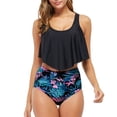 thumbnail image 1 of IDALL Bikini Sets Bathing Suit Women's High Waist Ruffle Bikini Set 2 Piece Two Piece Swimsuit High Waisted Bikini Sets Tummy Control Swimsuits Black 2 M, 1 of 7