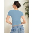 thumbnail image 5 of Women's short Sleeve Short Sleeve Tops Square Neck T Shirts Fitted Basic Tee, 5 of 5