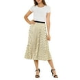 thumbnail image 2 of MODA NOVA Juniors Polka Dots Elastic High Waist Pleated  A-Line Swing Skirt Apricot XS, 2 of 6