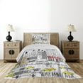 thumbnail image 3 of Ambesonne City Love Quilted Coverlet 2 Pcs, Busy City Traffic Jam, Twin Size, Multicolor, 3 of 4