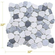 FUSTONE Marble Tiles Interlocking Pebble Decorative Tiles Natrual River Rock Stone Tile(10-Sheets) Kitchen Floor Bathroom Patio Stones PT316-10