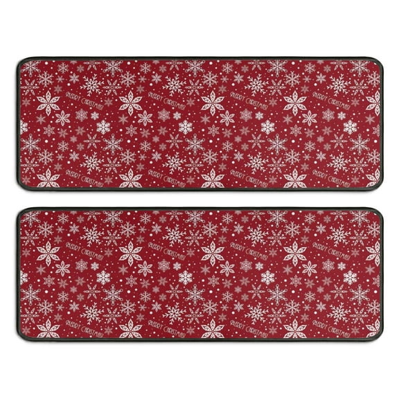 Kitchen Rugs Sets Of 2,Red Christmas Snowflake Pattern Anti Fatigue Kitchen Mat Rugs Non Slip Washable,Decorative Kitchen Floor Mats for Kitchen,Sink,Laundry,17"x47" 17"x47"