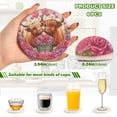 thumbnail image 3 of Haosy Set of 6 Drink Woven Coaster with Holder Heat Resistant Non-Slip Bar Coasters 4 Inches Highland Cattle Flowers Hearts, 3 of 7