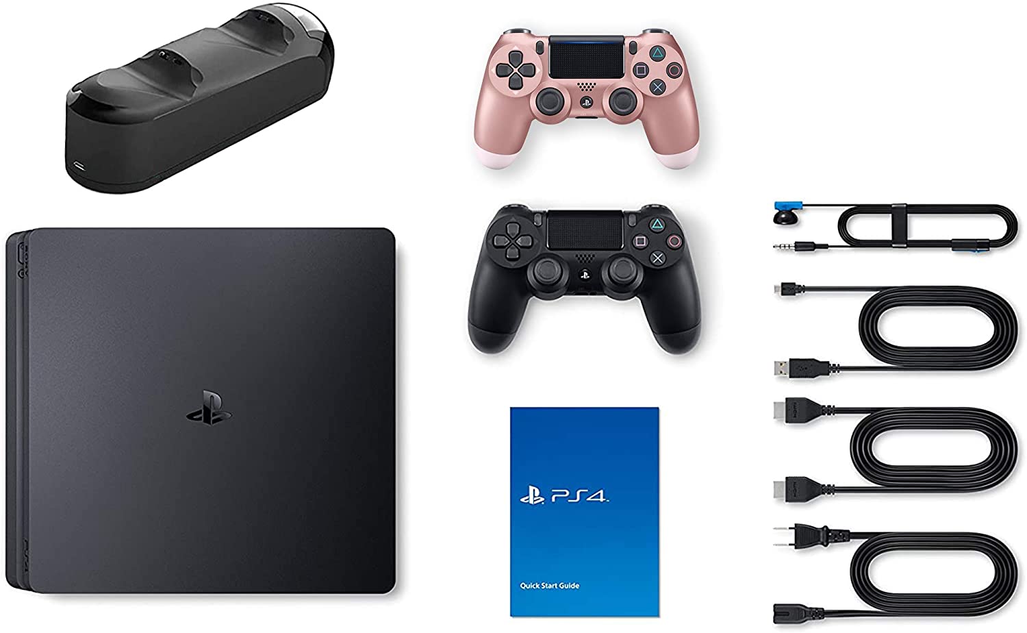 Playstation 4 Slim 1tb Console With Black And Rose Gold Wireless Controller And Mytrix Ds4 Fast Charging Dock Walmart Com Walmart Com