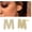Gold M, variant on Initial Stud Earrings Letter K, 925 Sterling Silver Post with Zirconia Gold Pleated