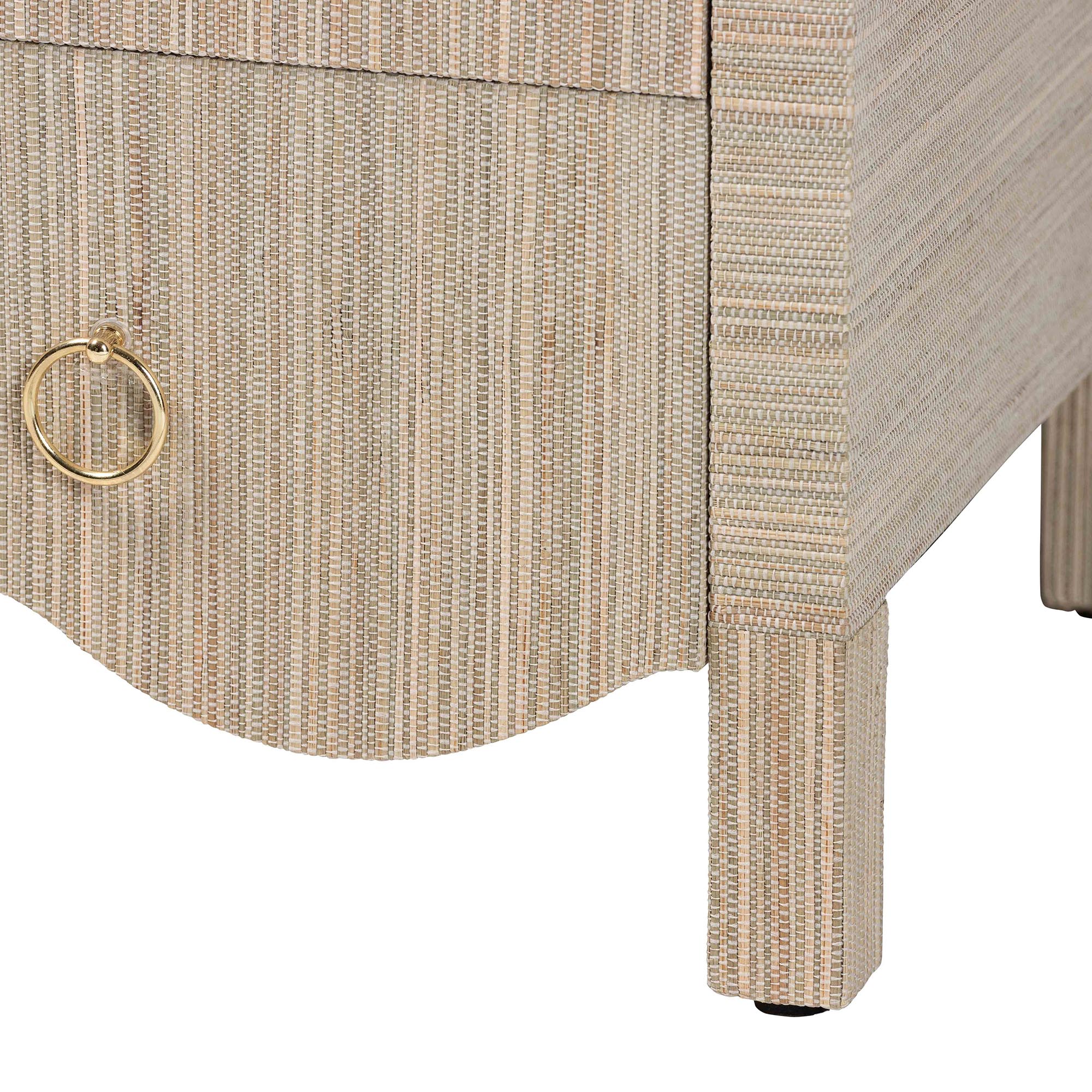 bali & pari Umika Boho Nightstand, 3-Drawer, Beige