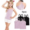 thumbnail image 2 of ZACPNCV 4 Pieces Girls Dance Tank Tops Racerback Camisole Undershirts Spaghetti Strap Camis Dance Clothes Tank Tops for Girl Black 8-9 Years, 2 of 7