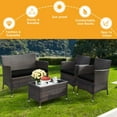 thumbnail image 5 of Gymax 4PCS Patio Rattan Conversation Furniture Set Outdoor w/ Black Cushion, 5 of 10