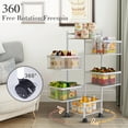 thumbnail image 3 of Storage Cart for Kitchen with 5 Swivel Shelves and Rolling Wheels with Lock Option in White, 3 of 5