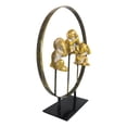 thumbnail image 2 of Golden See Hear Speak No Evil Monkeys In Peace Circle Ring Stand Decor Statue, 2 of 8
