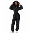 thumbnail image 2 of Women 2 Piece Outfits Zip Up Crop Hoodies SweatPants Lounge Matching Sweat Set Winter Trendy Clothes Black S, 2 of 8