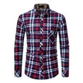 thumbnail image 5 of WREESH Men's Button Down Shirts Elegant Long Sleeve Plaid with Turn-Down Collar and Modern Print Red, 5 of 9