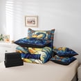 thumbnail image 4 of 7 Pieces Western Dragon Kids Comforter Full,Flame Dragon Scale Gothic Trippy Bedding Set,Geometric Patchwork Abstract Retro Mystical（Comforter+Fitted+Flat+2 Pillowcases+2 Throw Pillow Covers）, 4 of 5