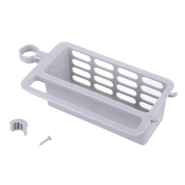 Oleegame 1PC Shower Soap Dish With Hook Kitchen Drainage Shelf Multifunctional Dishwashing Sponge Storage Rack Gray