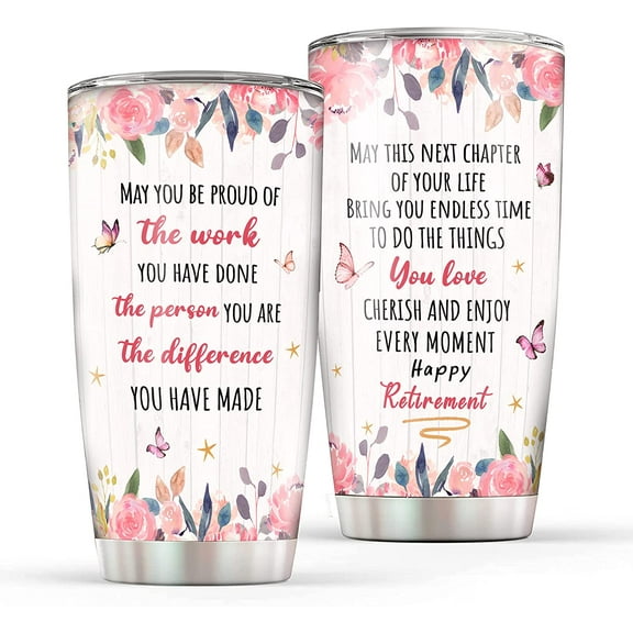 Retirement Gifts Tumbler with Lid and Straw 20 oz Retired Free and Fabulous Fun Happy Retirement Gifts Coffee Cup For Women, Coworkers or Friends Travel Tumbler Mug