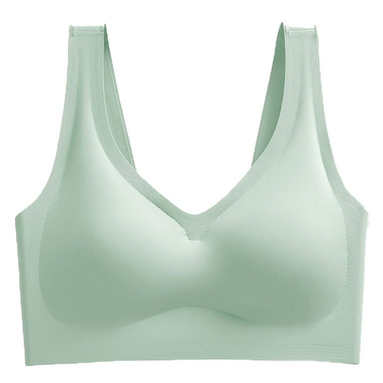 Eashery Front Closure Bras for Women Women's Full Coverage Front Closure  Wire Free Back Support Posture Bra Green 4X-Large