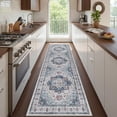thumbnail image 3 of Roxstand 2'x8' Washable Runner Rug for Hallway Entrance Bedroom Entryway, Vintage Non Slip Stain Resistant Kitchen Rugs, Blue, 3 of 10