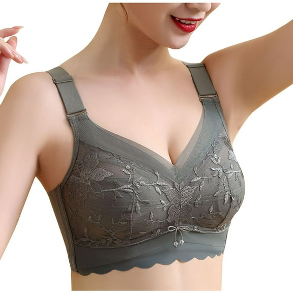Aoochasliy Wireless Bras for Women Push Up Bra Wire Free Underwire Bras Large Size Thin Cup Lace Bra