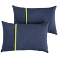 thumbnail image 2 of Sunbrella  Canvas Navy with Macaw Green Piping Detail Indoor/Outdoor Lumbar Pillow (Set of 2) Blue 13 in h x 20 in w, 2 of 5
