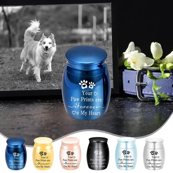 FEOLGEHLY Aluminum Alloy Small Pet Urns for Cat Dog Pet Fur Ashes, Mini Cat Paw Keepsake Urn, Urn Ashes Cremation Keepsake Pet Memorial Urns Gift for Women & Men, Navy