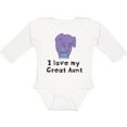 thumbnail image 3 of Inktastic I Love My Great Aunt Elephant Purple Blue Boys Long Sleeve Baby Bodysuit, 3 of 5