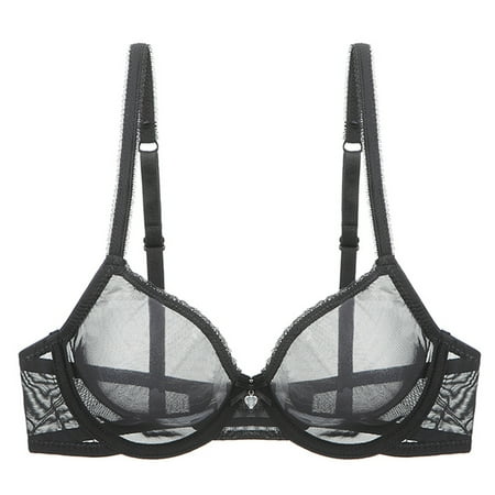 

Sexy Sheer See Through Bras Unlined Underwire Lace Mesh Non Padded Ultra Thin Clear Bralette