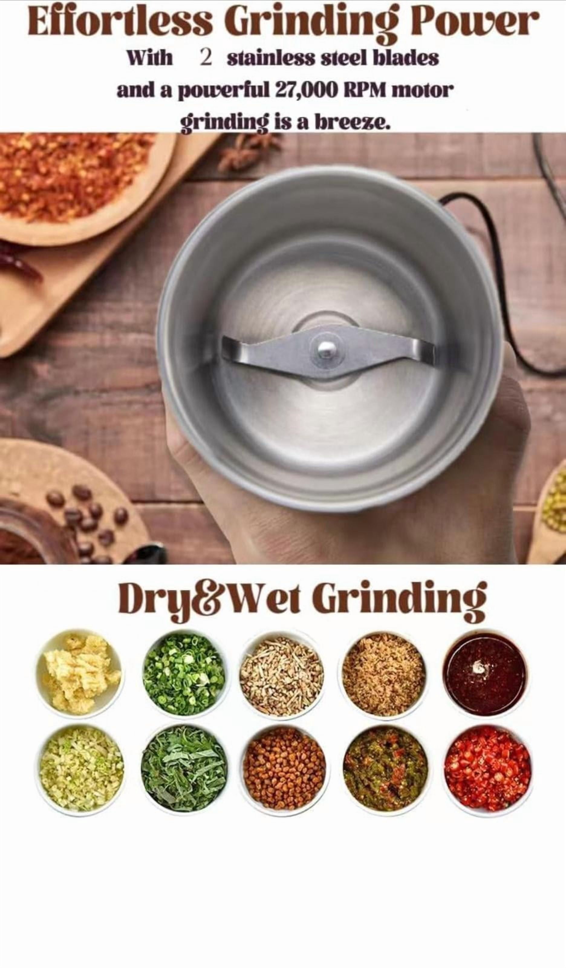 Powerful Electric Coffee Bean, Herb Grinder, Spice Grinder W/Detachable Cup