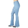 thumbnail image 3 of Fashion2Love Women's Juniors Bell Bottom Ripped Distressed High Waist Flared Stretch Jeans, 3 of 8