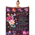 thumbnail image 1 of Regalo para mamá de su hija, manta de 50 x 60 pulgadas con letras de flores y mariposas para mamá, manta de franela suave y polar, manta acogedora para mamá, regalo del Día de la Madre, regalo de, 1 of 7