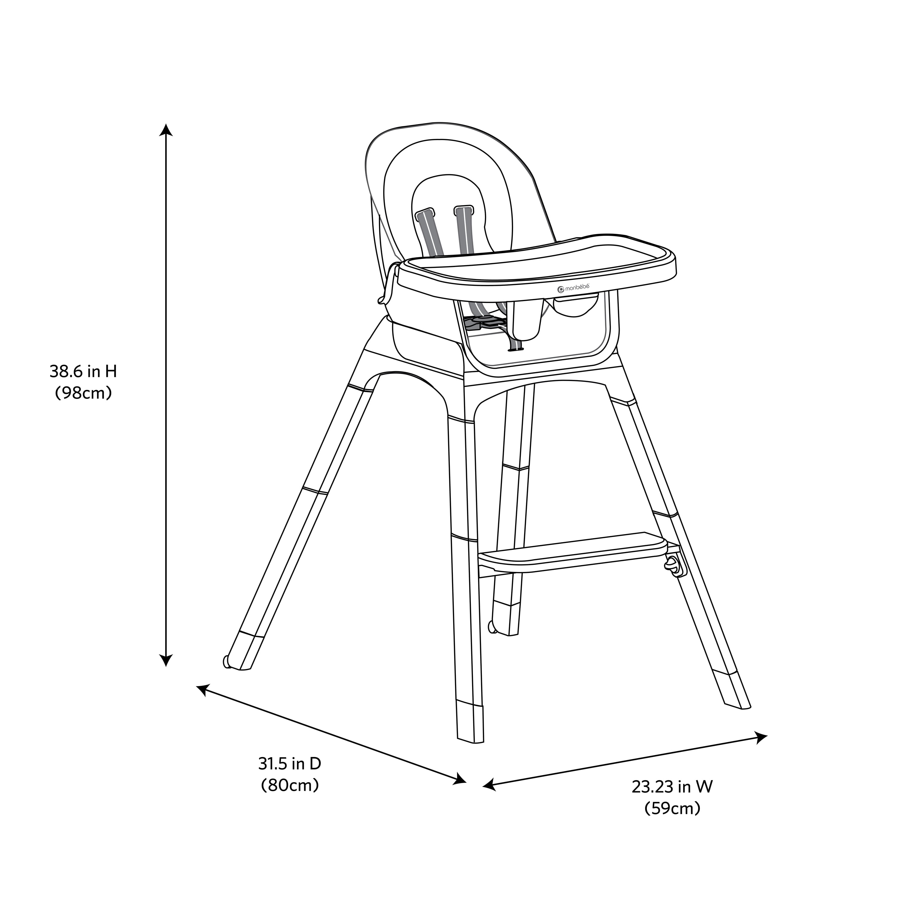 Monbebe Fusion Reclining Highchair with 8 Modes of Use, Stardust