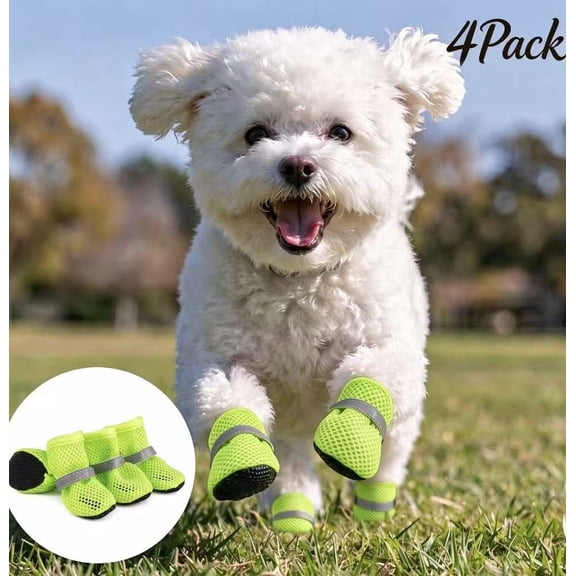 Gaoxin Breathable Mesh Dog Booties, m, Anti-Slip Soft Sole with Reflective Straps, for Hot Pavement, Walking, Running, Outdoor