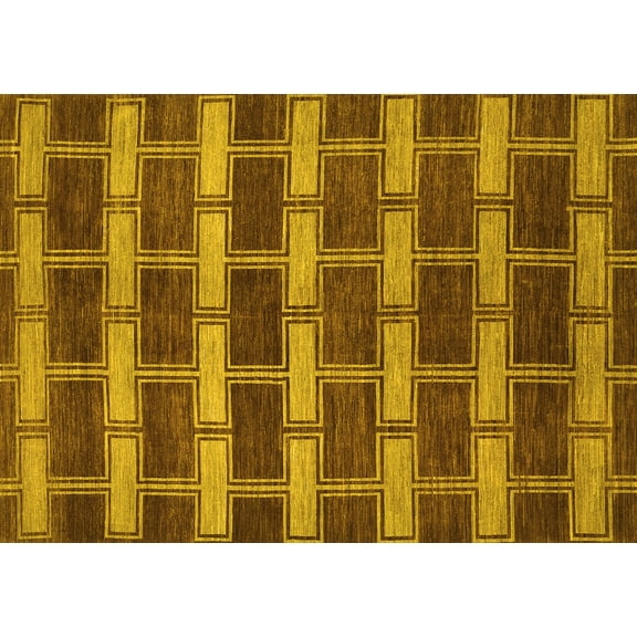 Ahgly Company Indoor Rectangle Abstract Yellow Contemporary Area Rugs, 5' x 7'