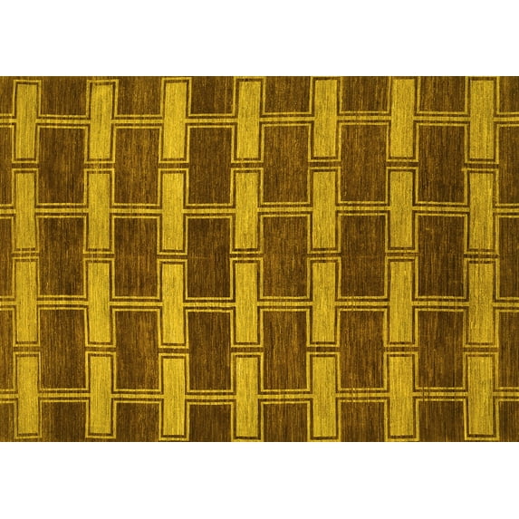 Ahgly Company Indoor Rectangle Abstract Yellow Contemporary Area Rugs, 2' x 4'