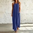 thumbnail image 2 of Tqcoqu Sleeveless Long Dress for Women,Boho Halter Maxi Sundress Casual Loose Dresses,Navy Women's S-XXL, 2 of 7