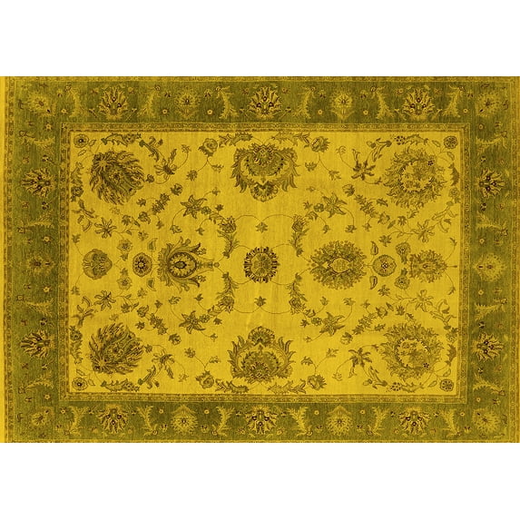 Ahgly Company Indoor Rectangle Oriental Yellow Industrial Area Rugs, 2' x 3'