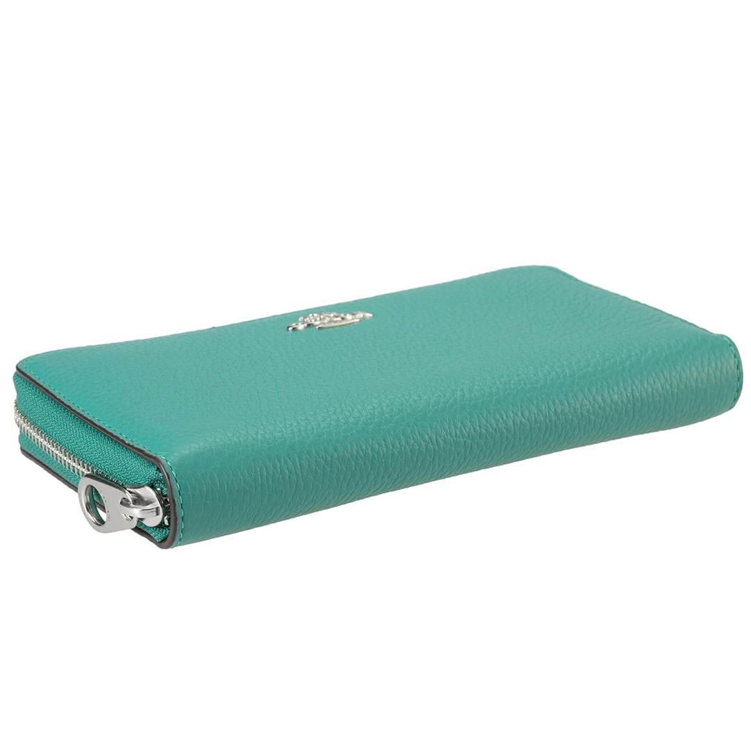 Coach Women's Pebbled Leather Long Zip Around Wallet (Bright Green