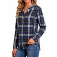 thumbnail image 4 of Fantaslook Womens Plaid Shirts Flannel Button Down Shirts Business Casual Long Sleeve Tops Dressy V Neck Blouses, 4 of 9