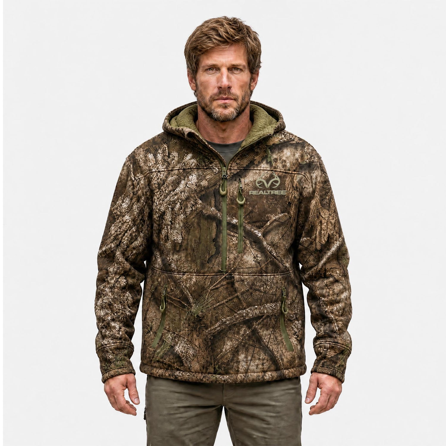 Realtree Men s Camouflage Hunting Sherpa Hoodie Realtree APX M