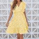 thumbnail image 2 of Vestido estampado de verano para mujer Vestido ajustado de manga corta con cuello en V Vestido de playa Vestido de sol Vestido midi fluido con volantes Fridja  bnh3732, 2 of 6