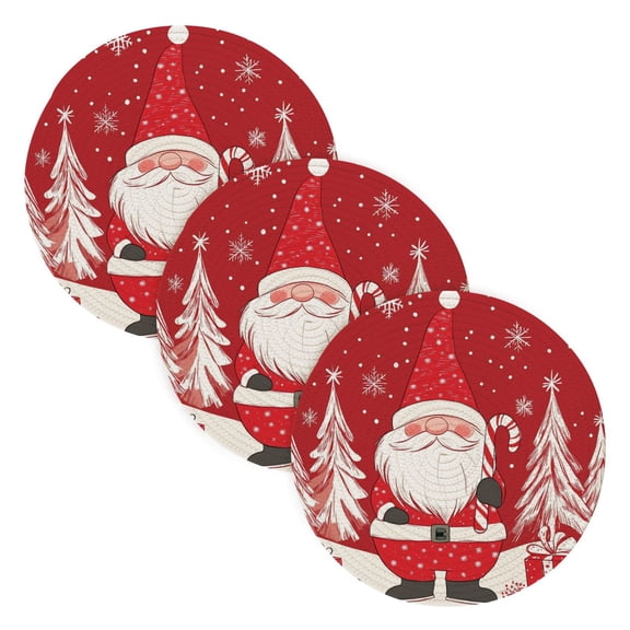 BZSMCE Mats for Pots,Pans Place Lovely Santa Claus Simple Style Pattern Pot Mats